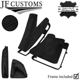 BLACK STITCH MANUAL GEAR HANDBRAKE SET + PLASTIC FRAMES FOR BMW E81 E82 E87 E88