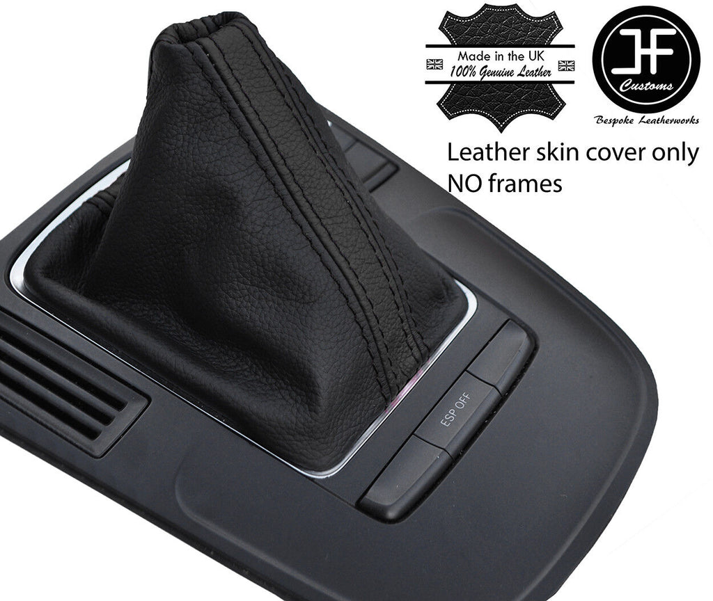 BLACK & BLACK STRIPE TOP GRAIN LEATHER MANUAL GEAR GAITER FOR AUDI A4 B8 08-15