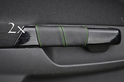 green sttiching FITS VAUXHALL OPEL CORSA D 2X DOOR HANDLE COVERS  2006-2011