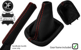 RED STITCH LEATHER GEAR GAITER+FRAME+HANDBRAKE COVER FOR PEUGEOT 207 06-13