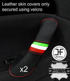 RED STITCH ITALIAN FLAG 2X FRONT DOOR HANDLE LEATHER COVER FOR ALFA ROMEO 147