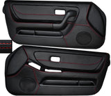 RED STITCH 2X FRONT FULL DOOR CARD SKIN COVERS FITS NISSAN SKYLINE R33 93-98