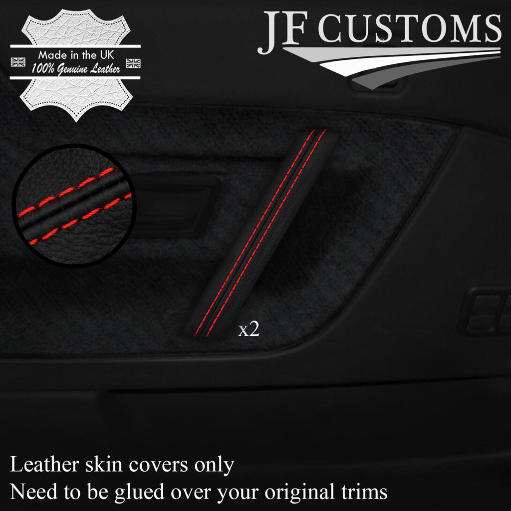 RED STITCH LEATHER 2X DOOR HANDLE TRIM COVERS FITS VW CORRADO VR6 88-95