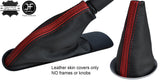 BLACK DARK RED STRIPE TOP GRAIN LTHR GAITER SET FOR BMW MINI COOPER R55 R56 R57