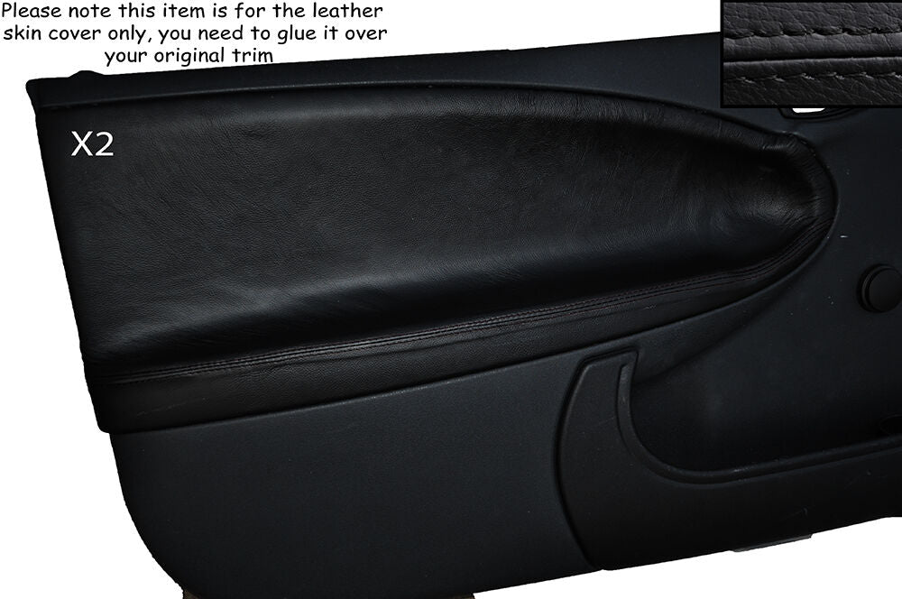 BLACK STITCH 2X FRONT DOOR CARD TRIM SKIN COVER FITS MG ZR ROVER 25 99-05 3 DR