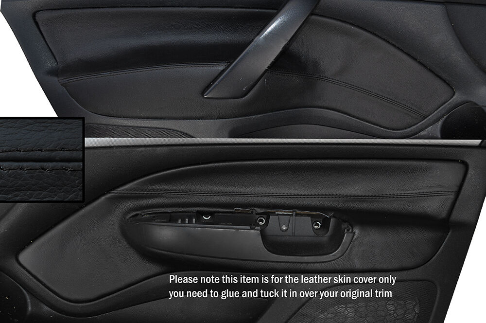 BLACK STITCH 2X FRONT DOOR CARD TRIM SKIN COVERS FITS SKODA OCTAVIA MK2 04-13