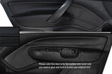 BLACK STITCH 2X FRONT DOOR CARD TRIM SKIN COVERS FITS SKODA OCTAVIA MK2 04-13