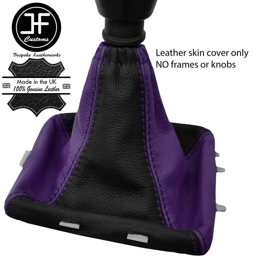 BLACK & PURPLE TOP GRAIN LEATHER GEAR GAITER FITS VAUXHALL OPEL VECTRA C 02-2008