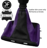 BLACK & PURPLE TOP GRAIN LEATHER GEAR GAITER FITS VAUXHALL OPEL VECTRA C 02-2008