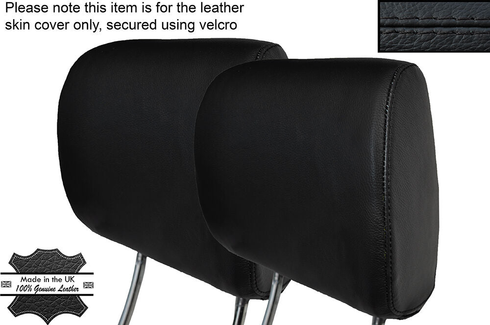 BLACK STITCHING 2X FRONT HEADREST LEATHER SKIN COVER FITS NISSAN 350Z 2002-2009