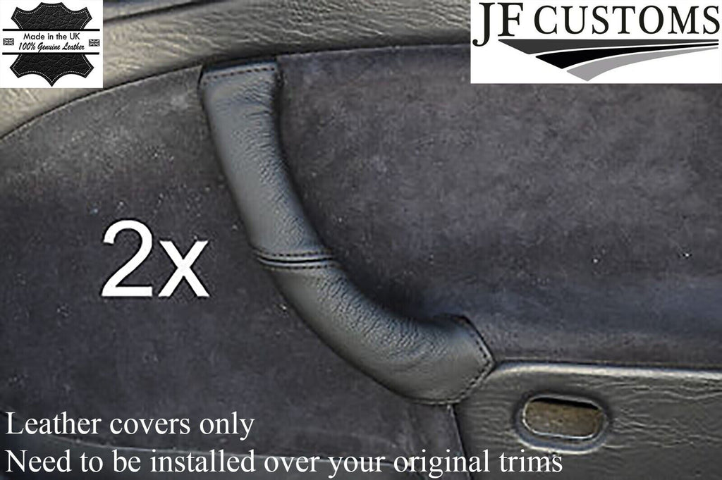black stitch FITS SAAB 900 900I 93 9-3 2X LEATHER DOOR HANDLE COVERS CUSTOM NEW