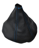 BLUE STITCH FITS FIAT BRAVO II 2007-2012 REAL LEATHER GEAR GAITER COVER