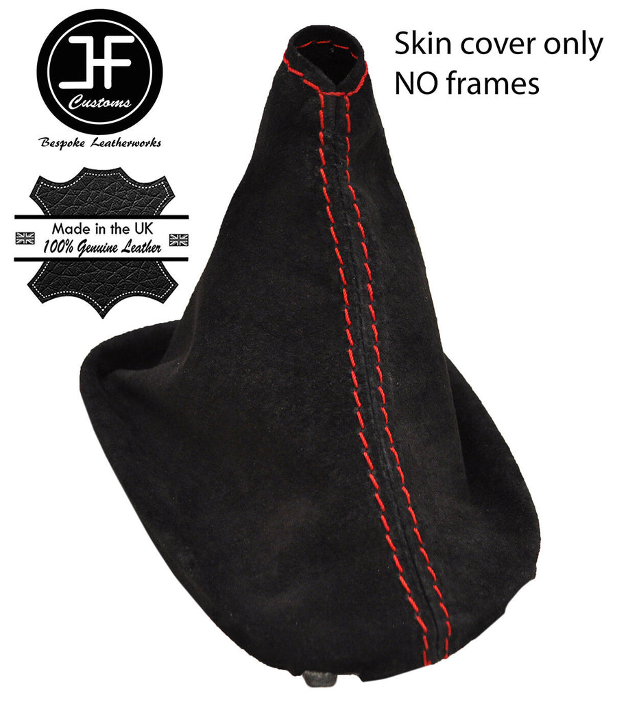 RED  STITCH REAL SUEDE GEAR GAITER FITS TOYOTA AYGO CITROEN C1 PEUGEOT 107