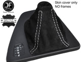 WHITE STITCH AUTOMATIC AUTO REAL SUEDE GEAR GAITER FITS BMW 3 E90 E91 E92 E93