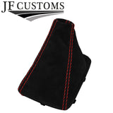 D RED STITCH SUEDE MANUAL GEAR GAITER +PLASTIC FRAME FITS AUDI A4 B7 2005-2008