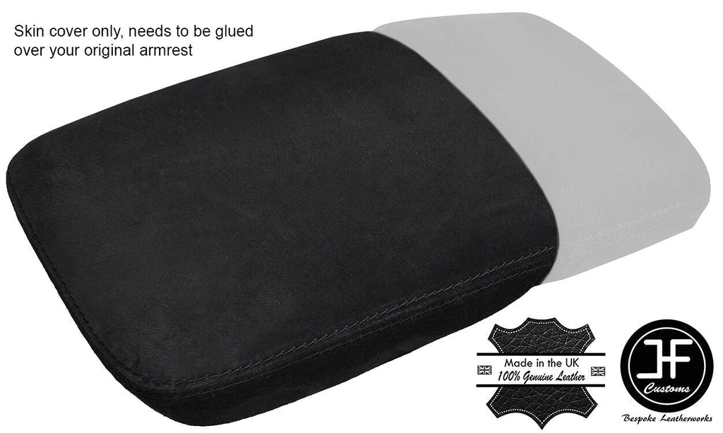 BLACK STITCH FRONT SECTION ARMREST LID REAL SUEDE COVER FITS AUDI Q7 2015-2018