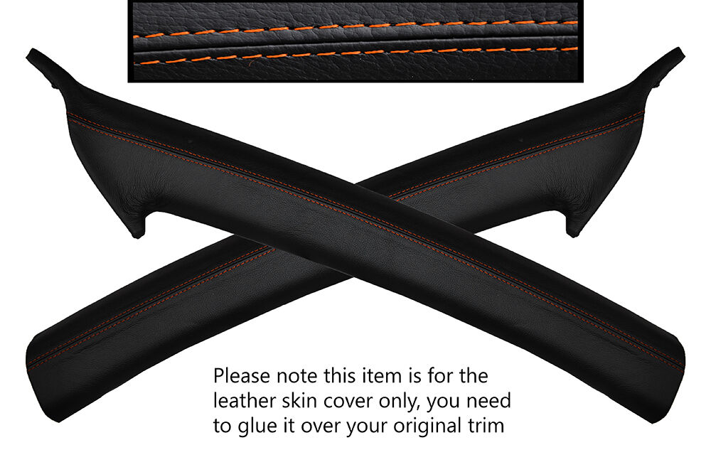 ORANGE STITCH 2X A POST PILLAR LEATHER SKIN COVERS FITS AUDI A2 1999-2005