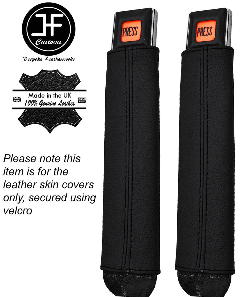 BLACK STITCHING 2X SEAT BELT STALK LEATHER COVERS FITS JEEP WRANGLER YJ 87-90