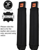 BLACK STITCHING 2X SEAT BELT STALK LEATHER COVERS FITS JEEP WRANGLER YJ 87-90