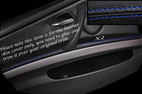 BLUE STITCH 2X FRONT DOOR ARMREST SKIN COVERS FITS BMW 3 SERIES E90 06-11 5DR