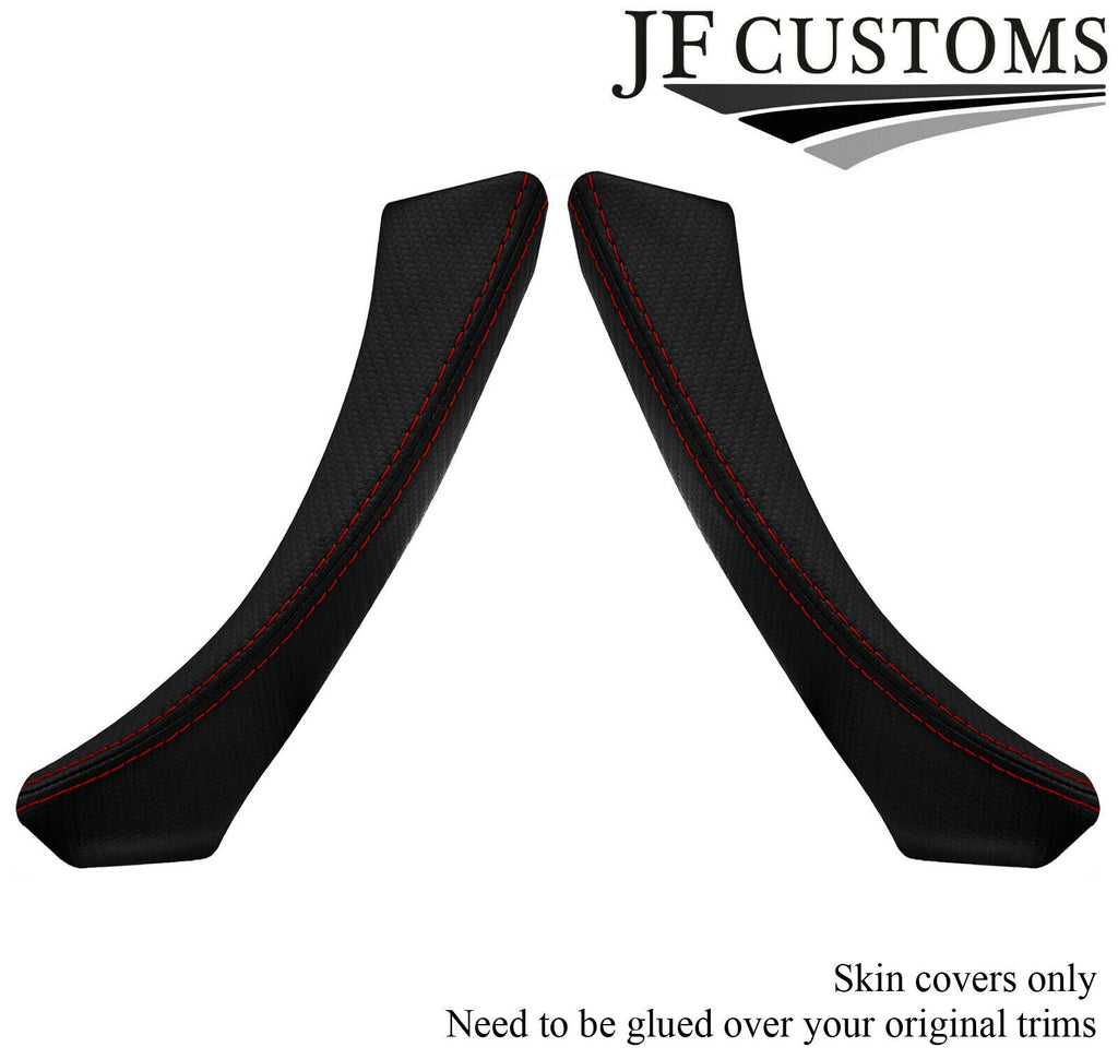 D RED STITCH CARBON VINYL 2X REAR DOOR HANDLE COVER FOR BMW E90 E91 CUSTOM NEW