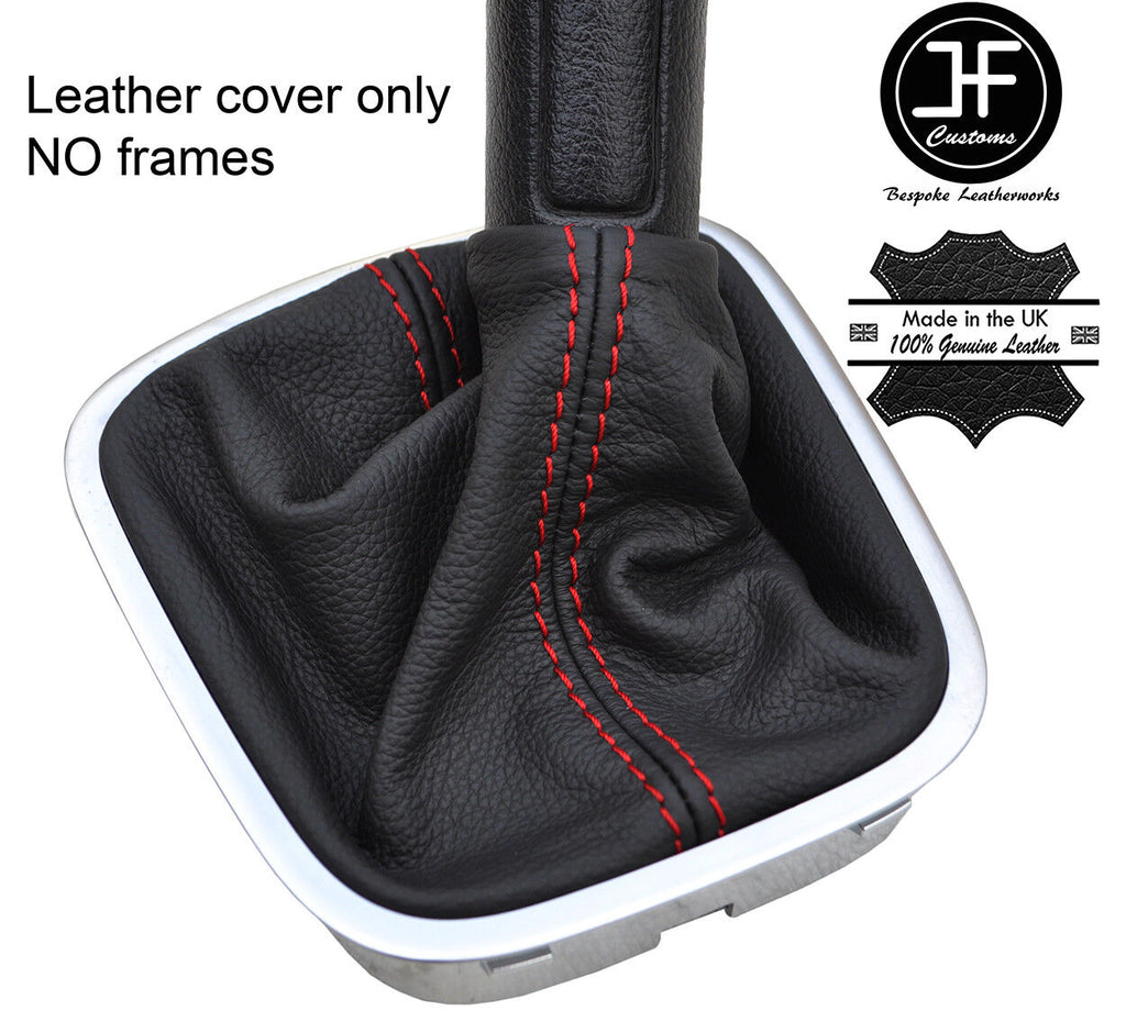 RED STITCH TOP GRAIN LEATHER MANUAL GEAR GAITER FITS VW POLO 6R 2009-2016