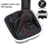 RED STITCH TOP GRAIN LEATHER MANUAL GEAR GAITER FITS VW POLO 6R 2009-2016