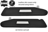 GREY STITCH 2X SUN VISOR LEATHER COVER FOR VW T5 TRANSPORTER 2 MIRROR CUTOUT
