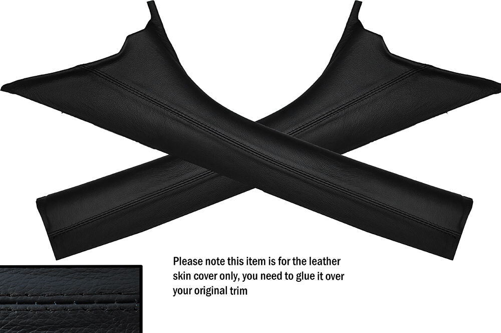 BLACK STITCH 2X A PILLARS SKIN COVERS FITS SMART FORTWO 451 CONVERTIBLE 07-14