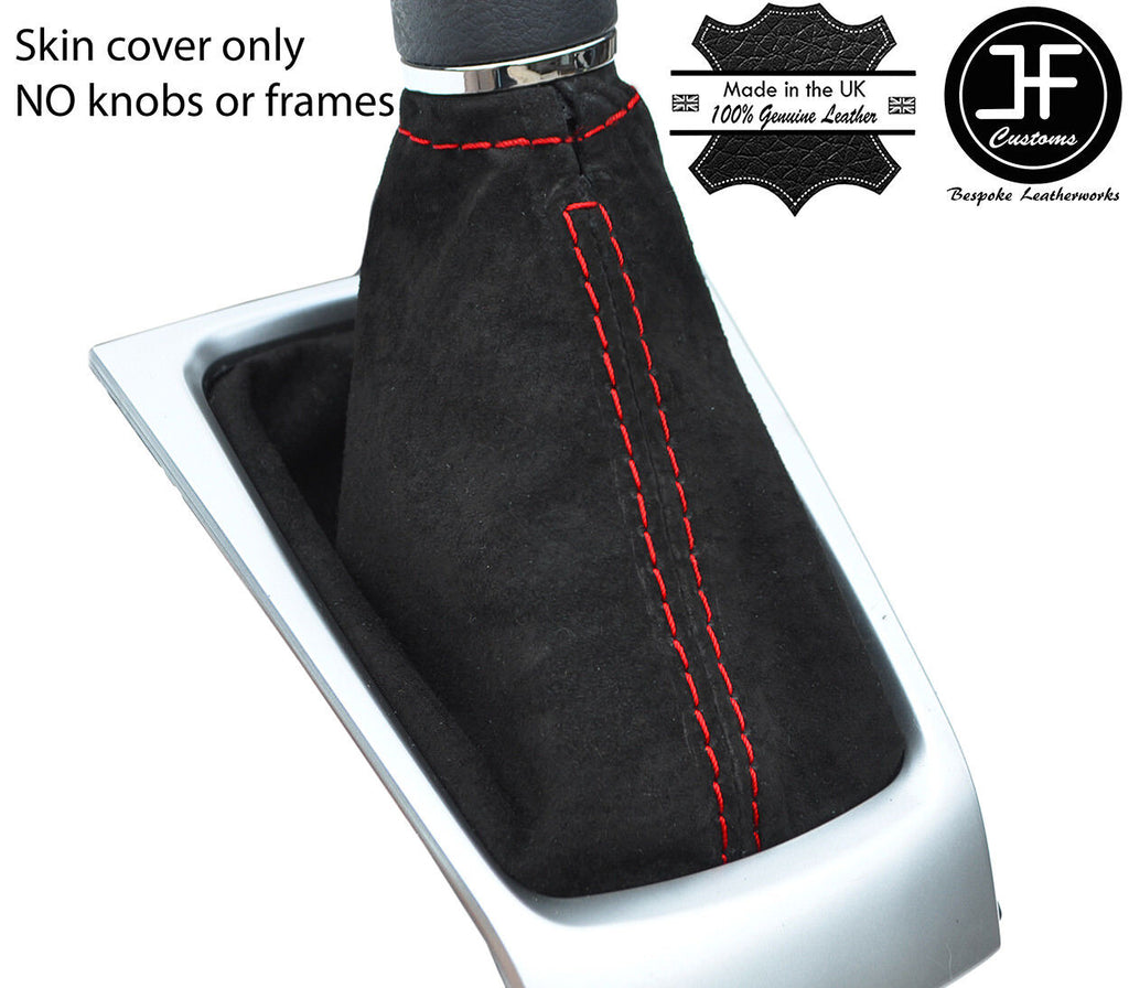 RED STITCHING REAL SUEDE GEAR GAITER FITS NISSAN MICRA K14 2017-2019 CUSTOM NEW