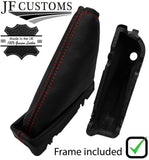 RED STITCH LEATHER HANDBRAKE GAITER + PLASTIC FRAME FITS MAZDA TRIBUTE 05-07