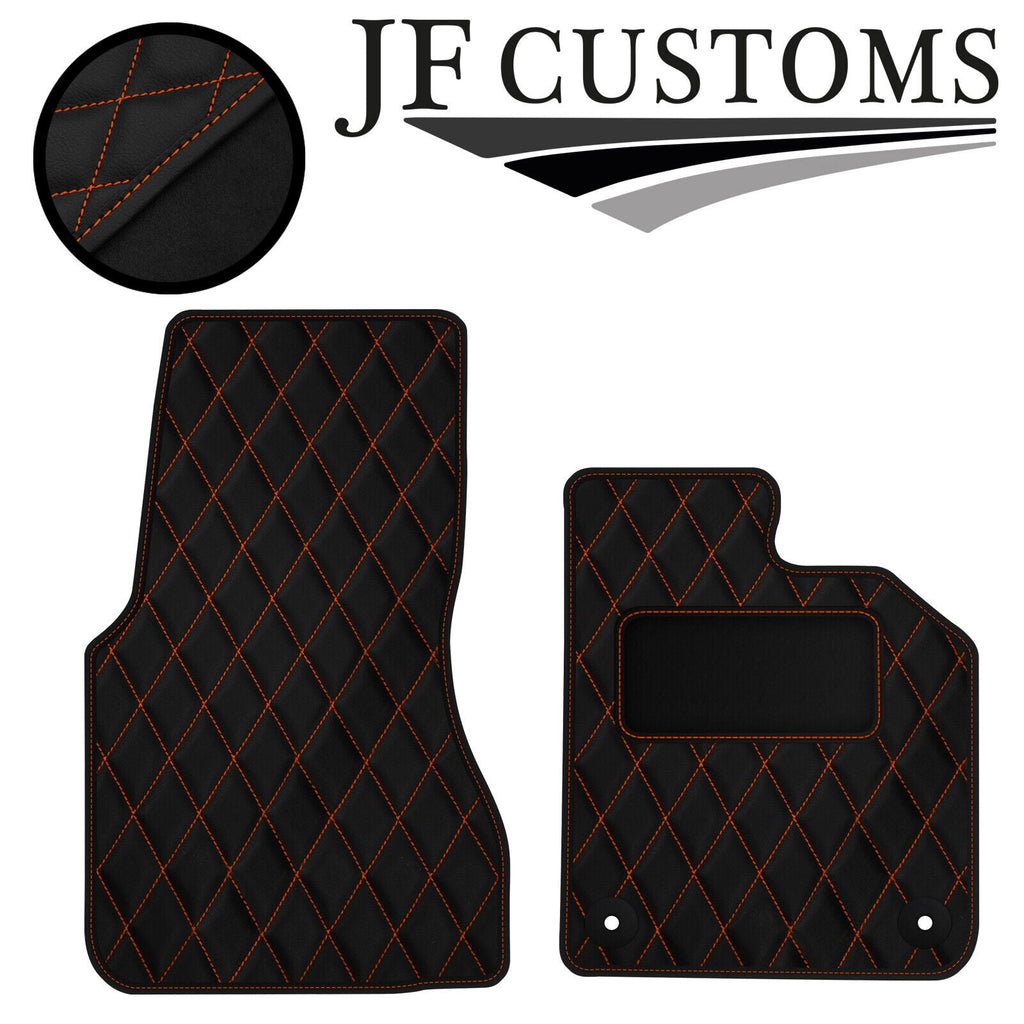 ORANGE DIAMOND STITCH VINYL 2X TAILORED FLOOR CARPET FOR SMART FORTWO 453 14-21