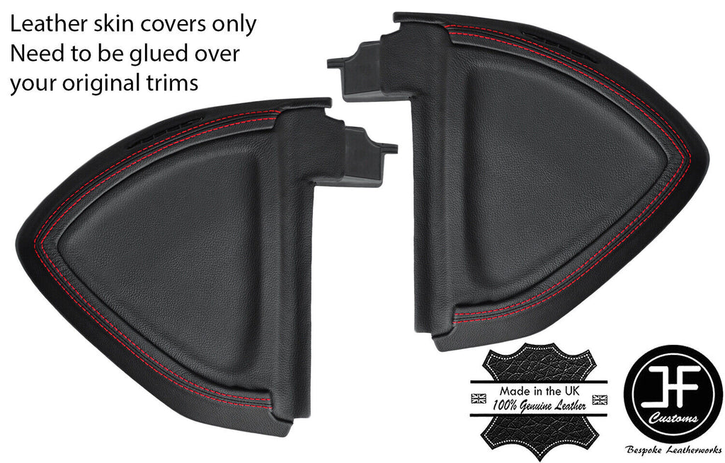 RED STITCH 2X END DASH SIDE TRIM LEATHER COVER FOR SMART FORTWO 451 2007-2014