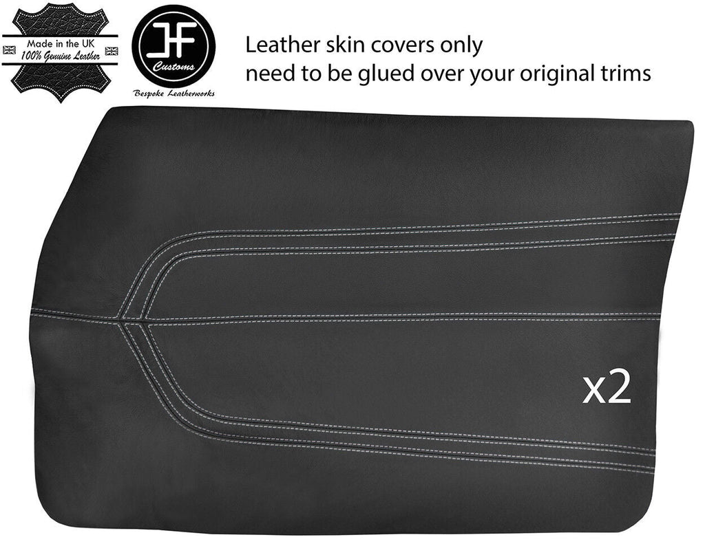 GREY STITCH 2X FRONT DOOR CARDS LEATHER COVERS FITS FORD CORTINA MK3 70-76