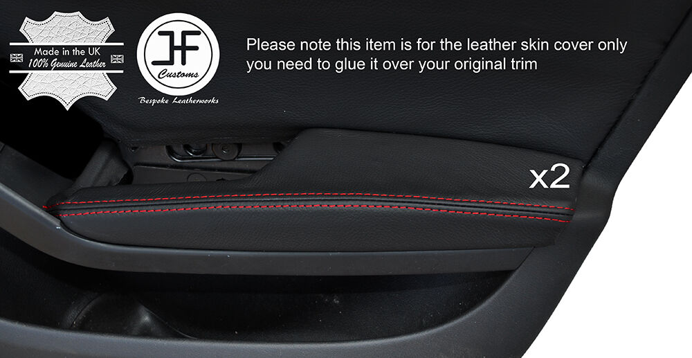 RED STITCH 2X FRONT DOOR ARMREST LEATHER COVER FITS AUDI A5 SPORTBACK 4 DOOR