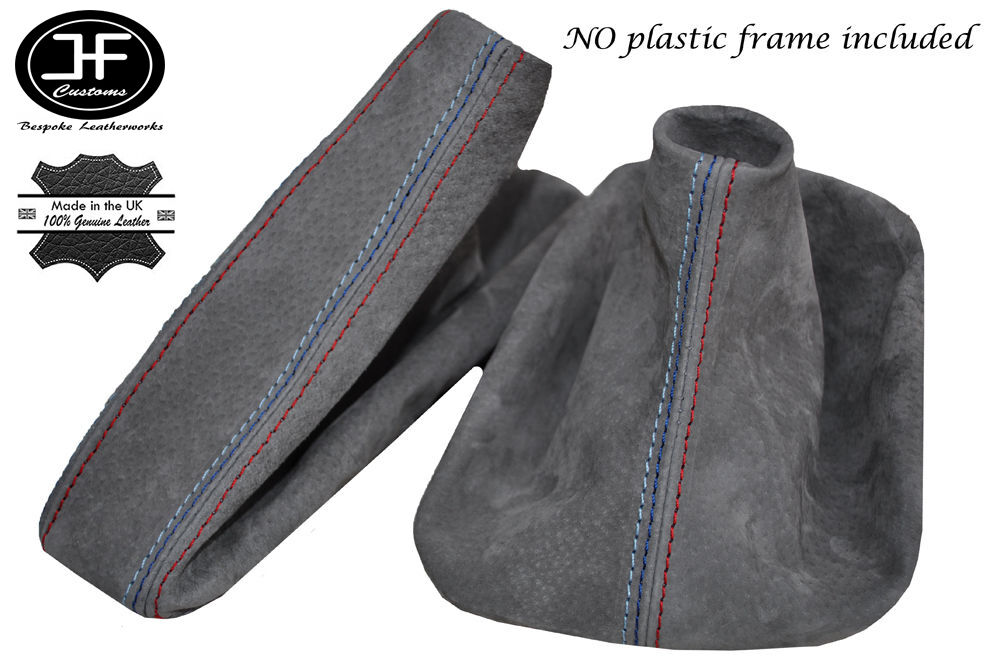 FOR BMW 1 SERIES E81 E82 E87 E88 MANUAL 2006-2013 GRAPHITE SET TRI STITCH SUEDE