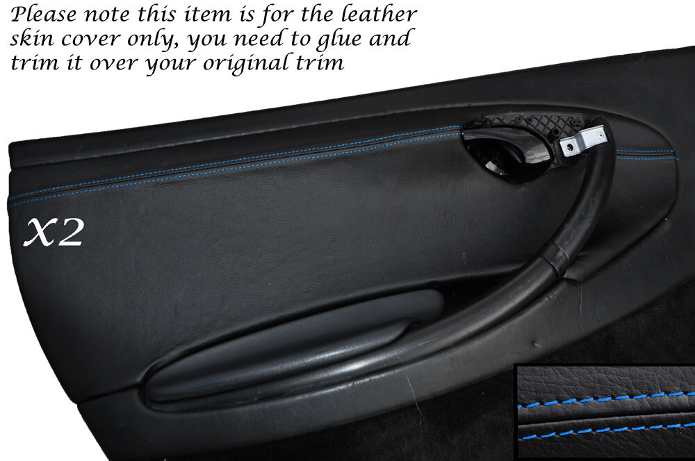 BLUE STITCHING 2X DOOR CARD TRIM  SKIN COVERS FITS PORSCHE 986 BOXSTER 96-04