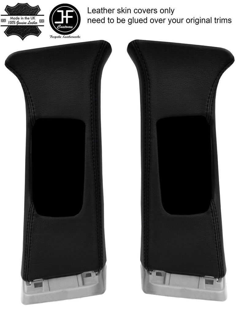 BLACK STITCHING 2X UPPER B PILLAR LEATHER COVERS FITS NISSAN QASHQAI J11 13-18