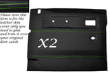 GREEN STITCH 2X FRONT DOOR CARDS LEATHER COVERS FITS LAND ROVER DEFENDER 90 110