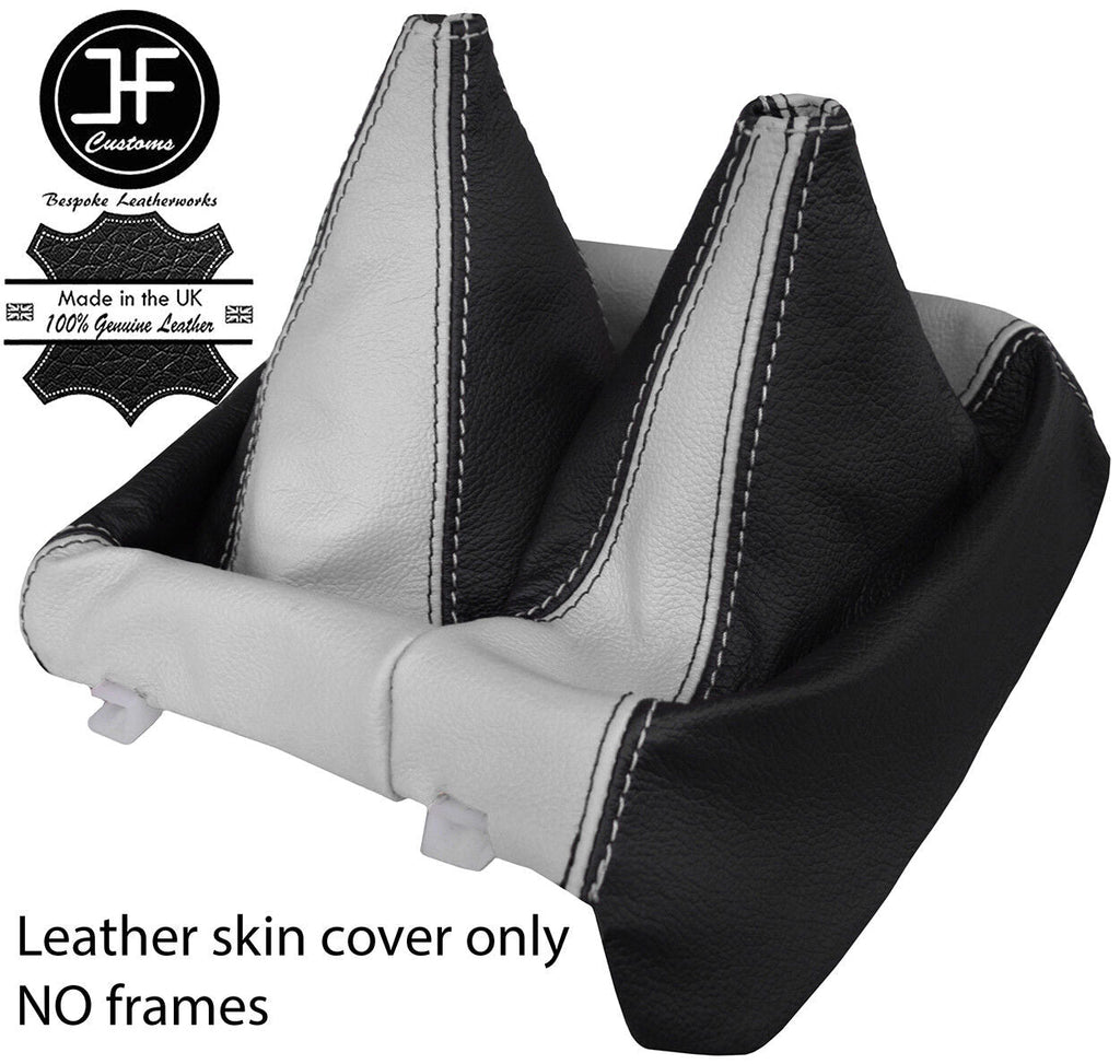 BLACK & WHITE 2 TONE LEATHER GEAR GAITER FOR VAUXHALL OPEL FRONTERA B MK2 98-04