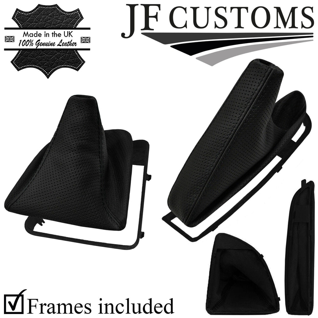 BLACK STITCH PERFORATED LEATHER GEAR HANDBRAKE +FRAME FOR BMW E81 E82 E87 E88