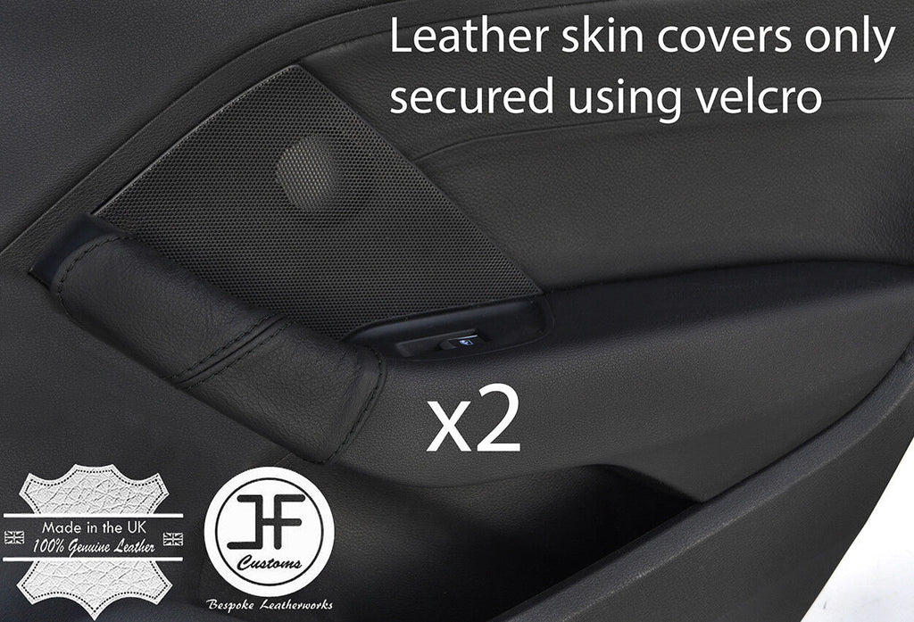 BLACK STITCH 2X REAR DOOR HANDLE LEATHER COVERS FITS AUDI A3 8V 13-18 5 DOOR