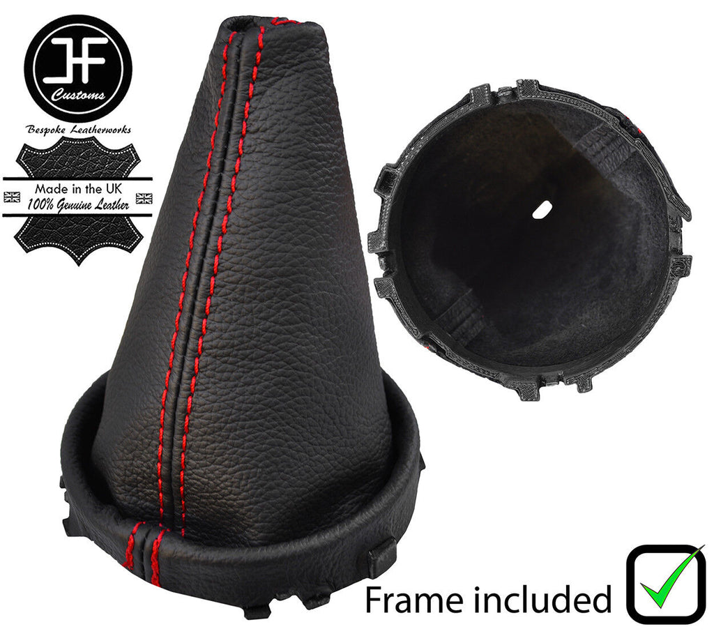 RED  STITCH LEATHER GEAR GAITER + PLASTIC FRAME FOR MINI COOPER F55 F56 14-18