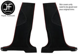 RED STITCH 2X LOWER B PILLAR LUXE SUEDE COVERS FITS AUDI Q5 2008-2015 CUSTOM NEW