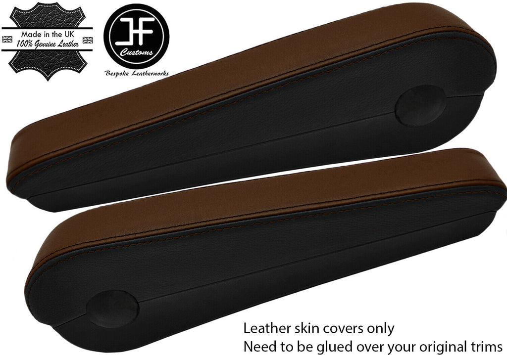 BLACK & BROWN 2X SEAT ARMREST LEATHER COVERS FOR MERCEDES SPRINTER 2006-2018