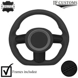 BLACK STITCH LEATHER 3-SPOKE STEERING TRIM COVERS+FRAMES FOR MINI R50 R52 R53
