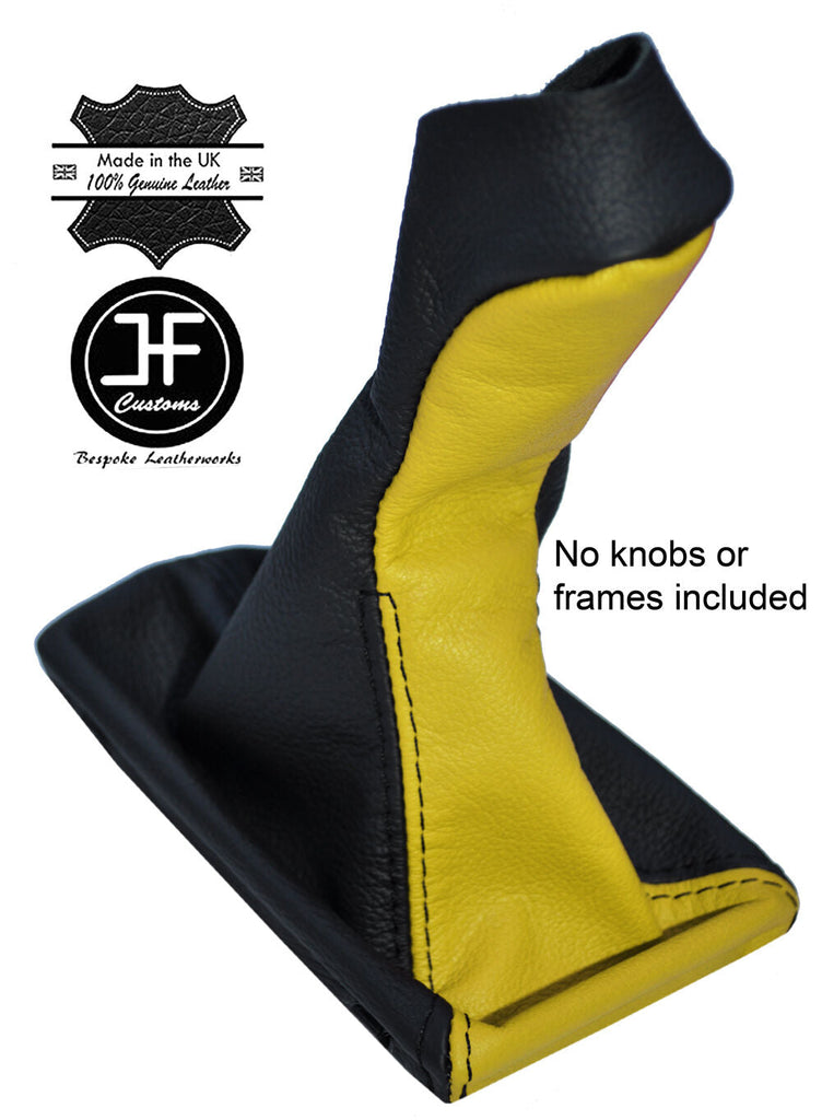 BLACK & YELLOW LEATHER MANUAL GEAR KNOB GAITER COVER FITS MERCEDES E CLASS W211
