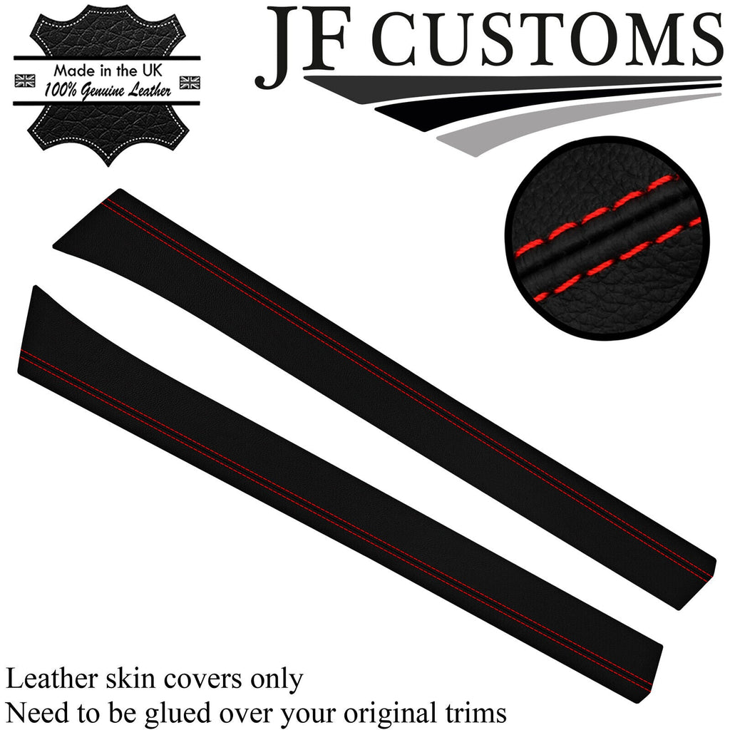 RED STITCH ITALIAN LEATHER 2X A PILLAR COVERS FOR DATSUN 510 1600 67-73