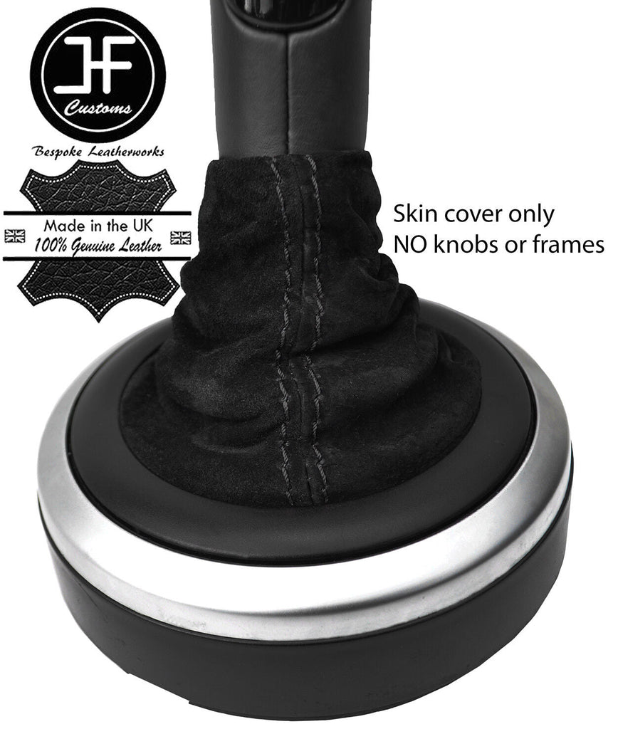 BLACK STITCH AUTOMATIC REAL SUEDE GEAR GAITER FOR FORD FIESTA MK6 FUSION 02-08