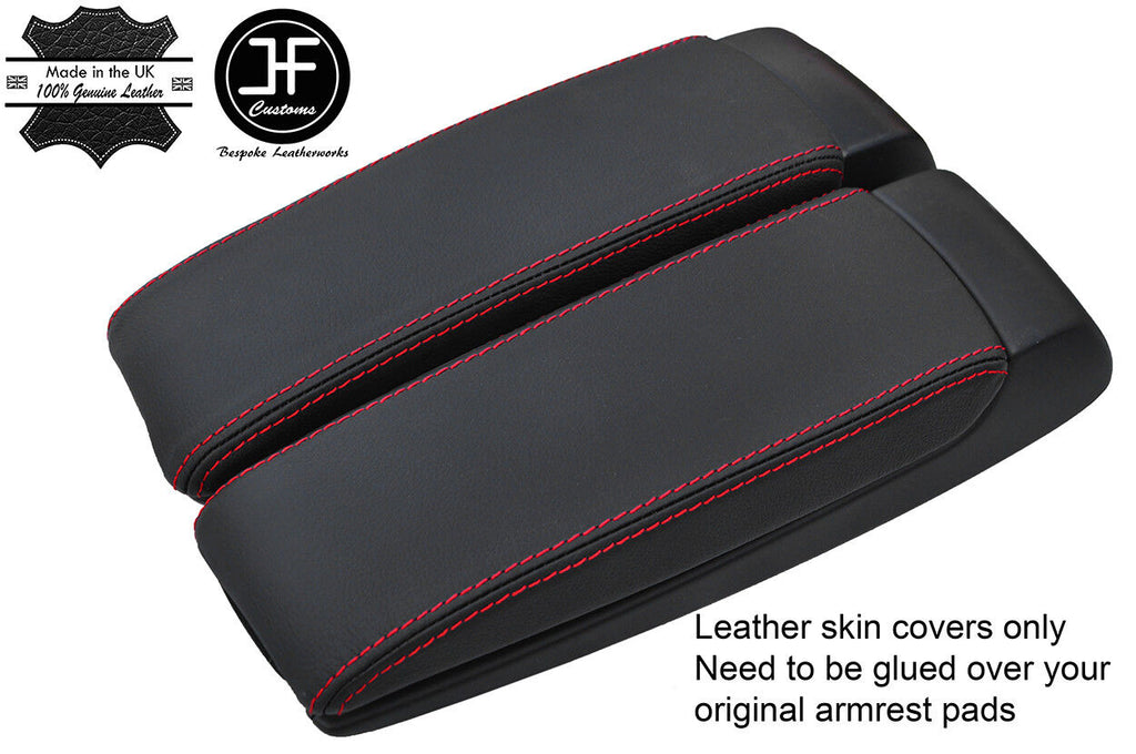 RED STITCH REAL LEATHER 2X ARMREST LID COVERS FITS AUDI A8 2003-2010 CUSTOM NEW